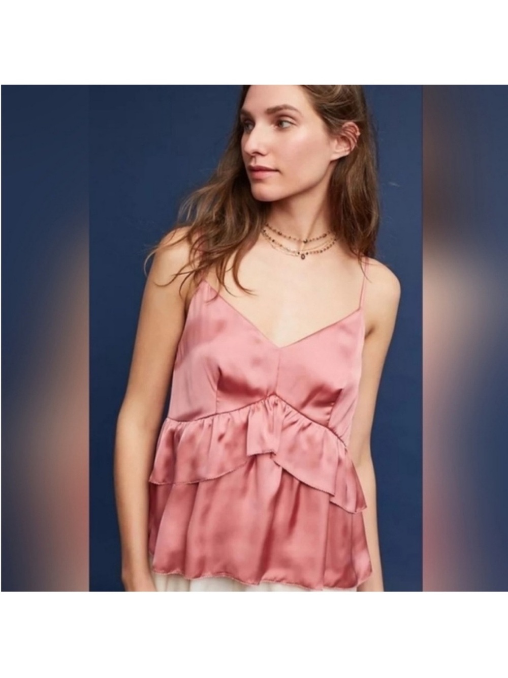 Anthropologie | Maeve Satin Tiered Cami Tank Top